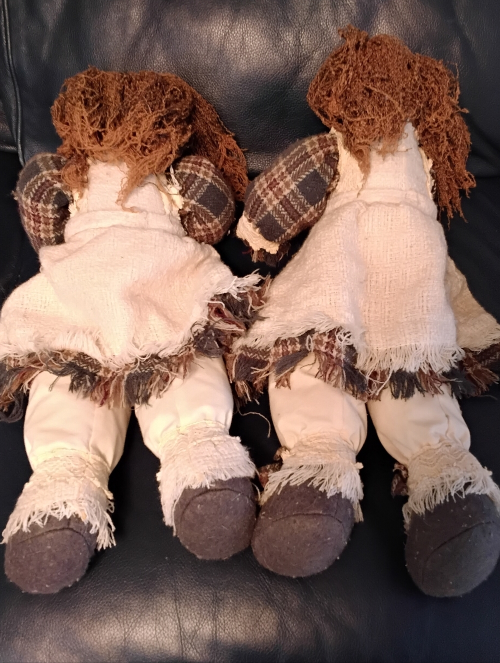 3946 Lot Of 2 Rust Brown Rag Doll Pair - Picture 7 of 8
